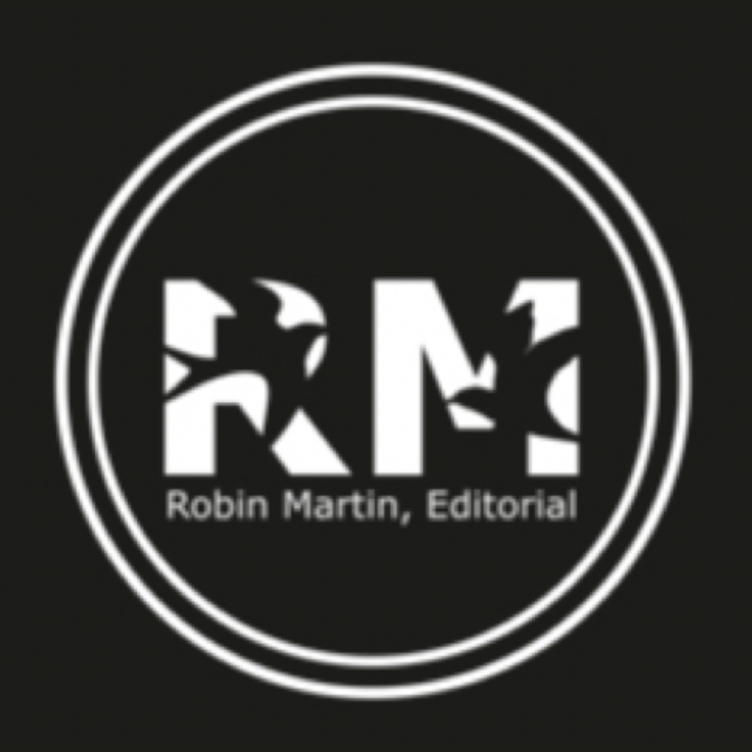 Robin Martin Editorial logo with Two Songbirds in RM initials